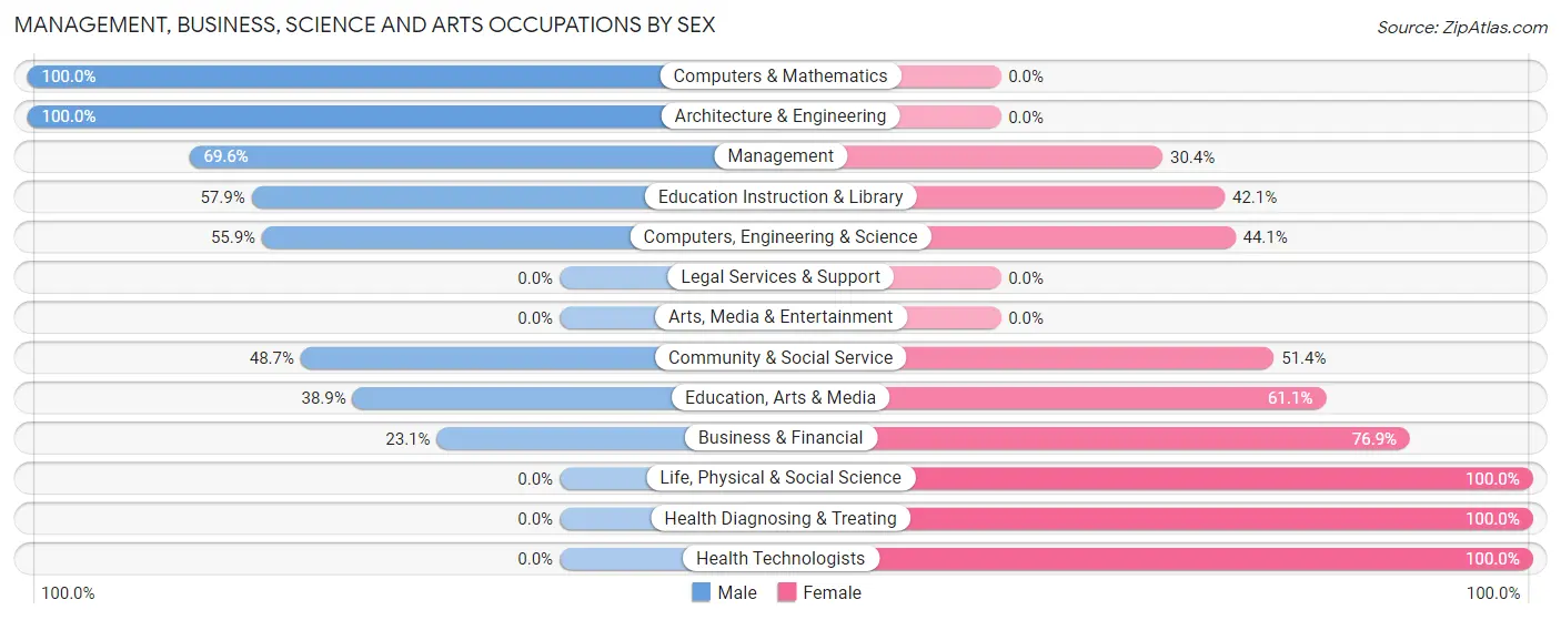 Management, Business, Science and Arts Occupations by Sex in Benton Heights