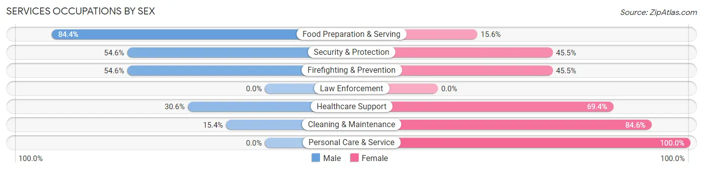 Services Occupations by Sex in Benton Heights