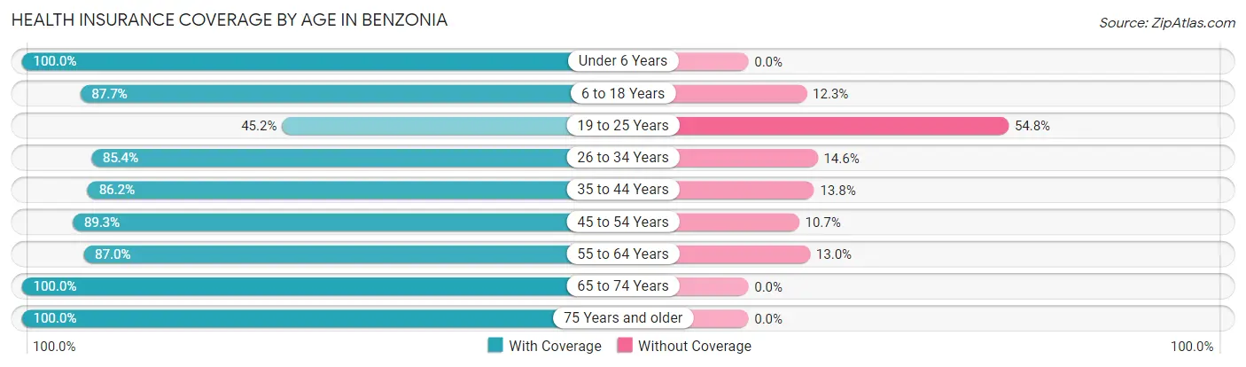 Health Insurance Coverage by Age in Benzonia