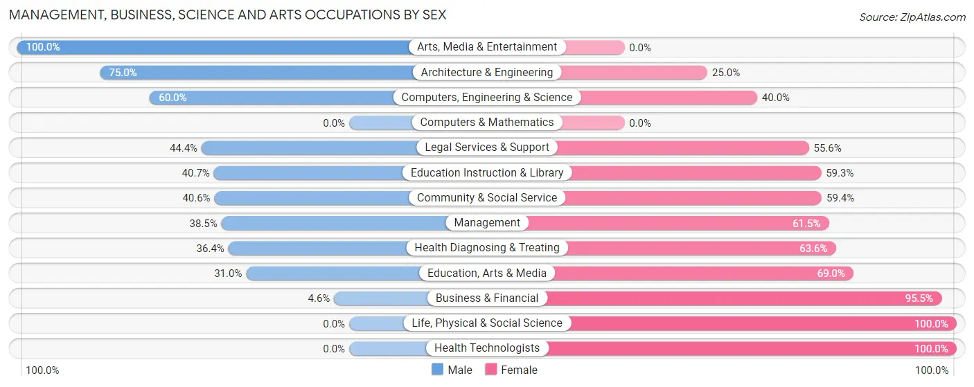 Management, Business, Science and Arts Occupations by Sex in Bessemer