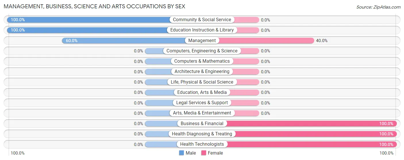 Management, Business, Science and Arts Occupations by Sex in Beulah