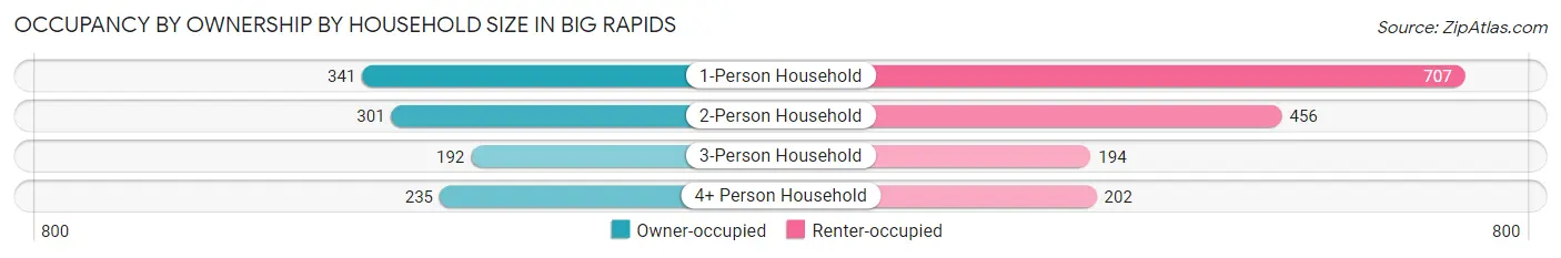 Occupancy by Ownership by Household Size in Big Rapids