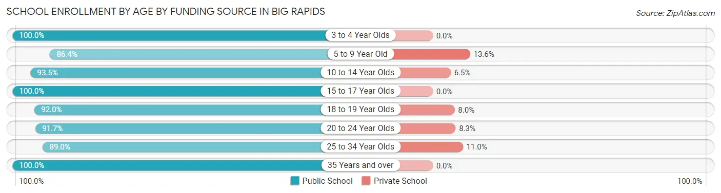 School Enrollment by Age by Funding Source in Big Rapids
