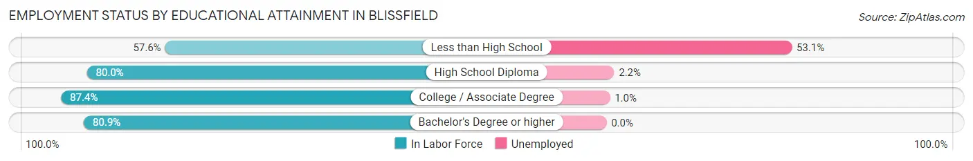 Employment Status by Educational Attainment in Blissfield