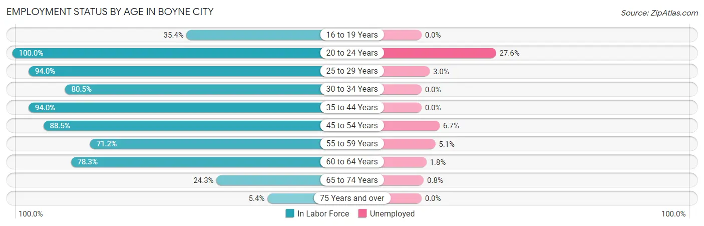 Employment Status by Age in Boyne City