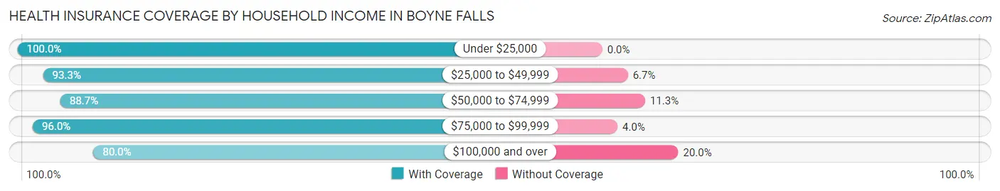Health Insurance Coverage by Household Income in Boyne Falls