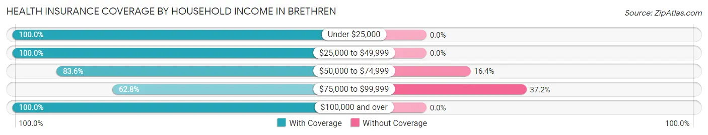 Health Insurance Coverage by Household Income in Brethren