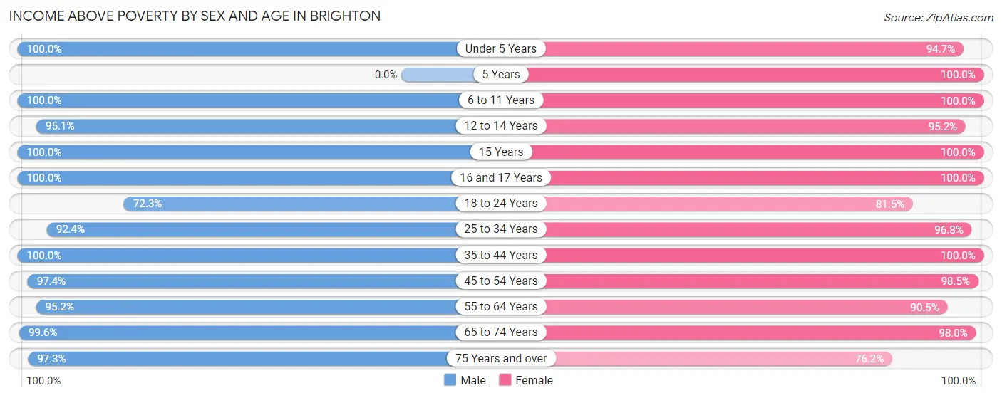 Income Above Poverty by Sex and Age in Brighton