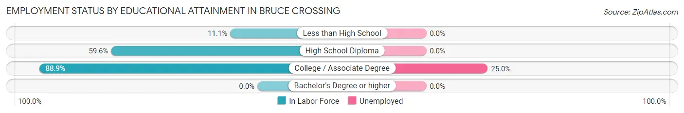 Employment Status by Educational Attainment in Bruce Crossing