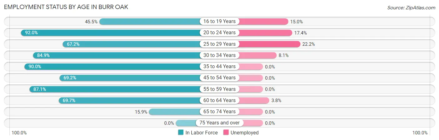 Employment Status by Age in Burr Oak