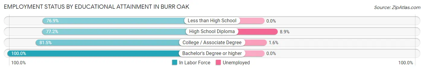 Employment Status by Educational Attainment in Burr Oak
