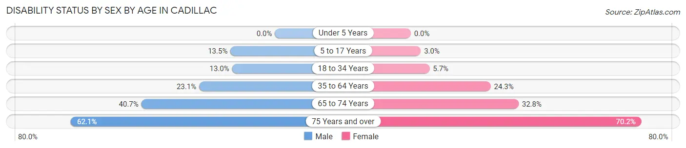 Disability Status by Sex by Age in Cadillac