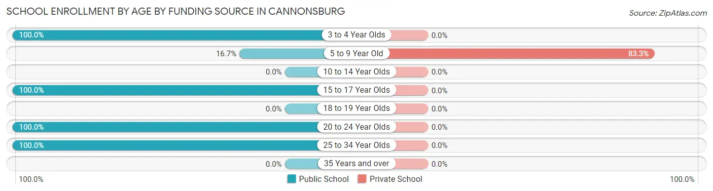 School Enrollment by Age by Funding Source in Cannonsburg