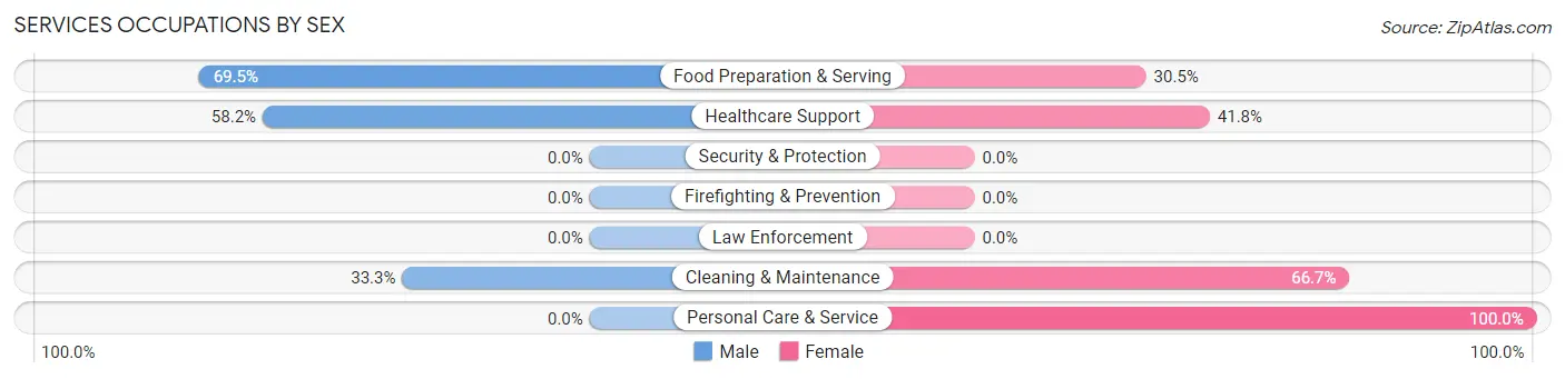 Services Occupations by Sex in Cheboygan