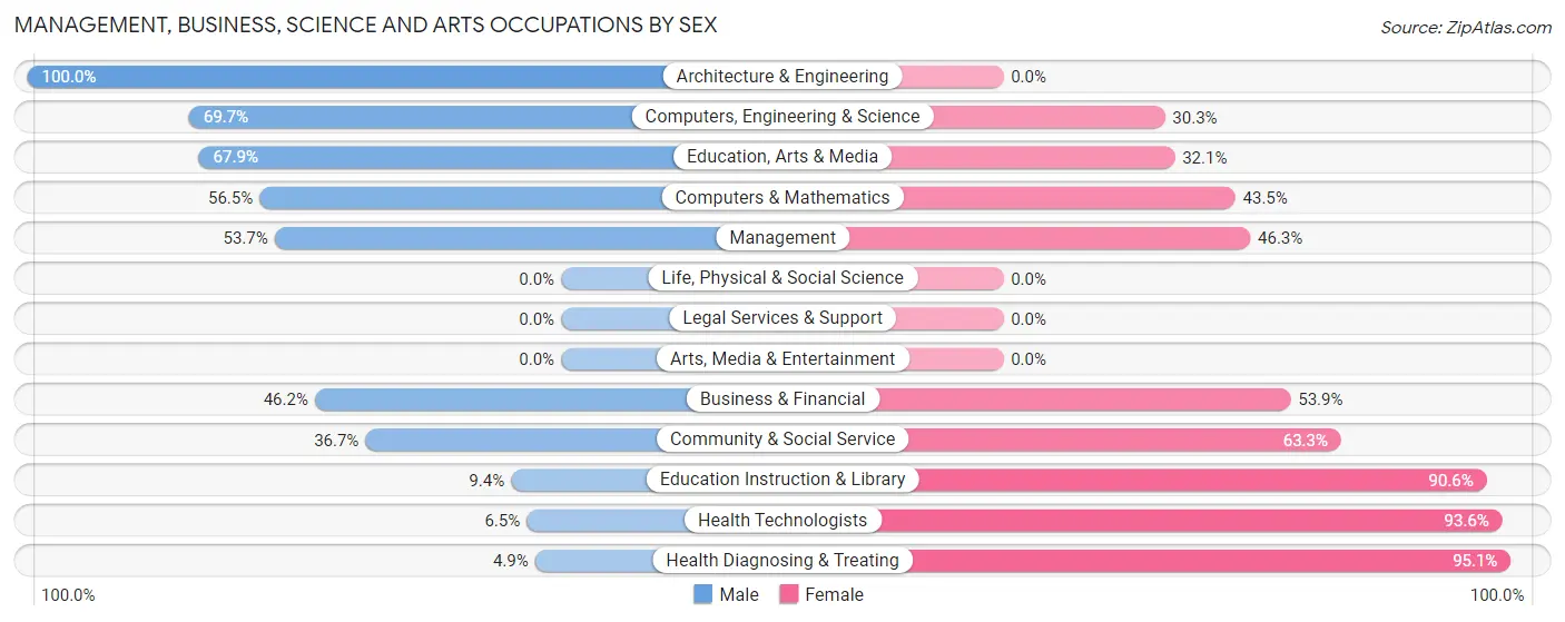 Management, Business, Science and Arts Occupations by Sex in Chesaning