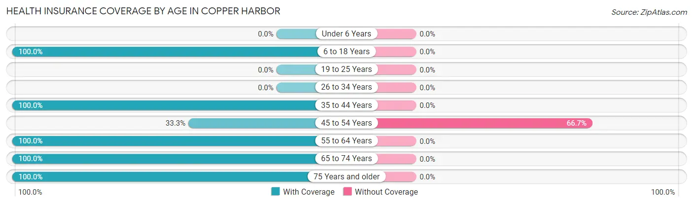 Health Insurance Coverage by Age in Copper Harbor