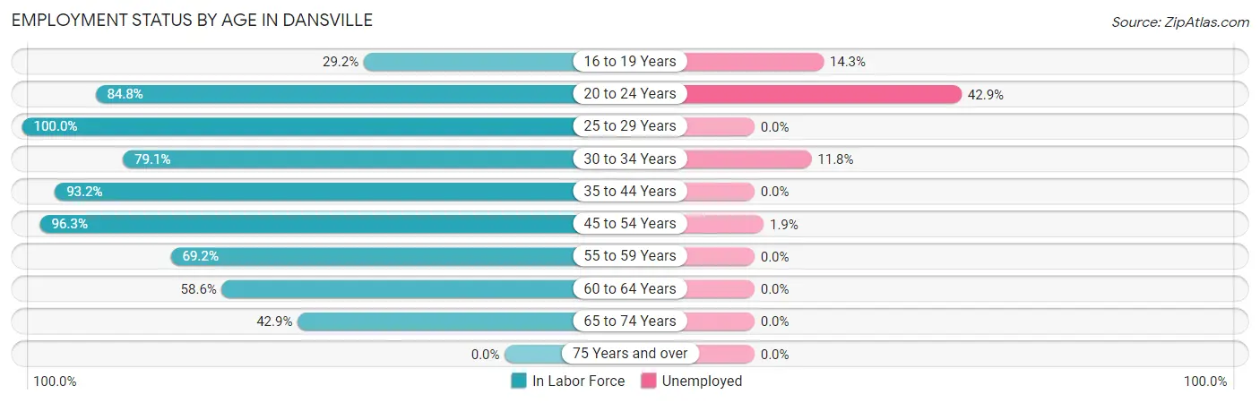 Employment Status by Age in Dansville