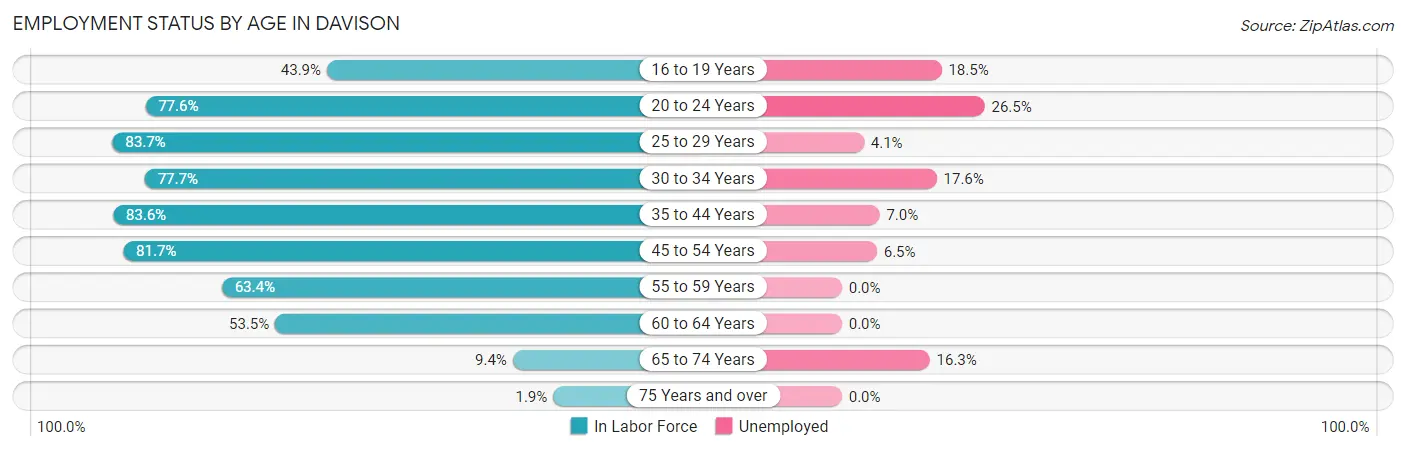 Employment Status by Age in Davison
