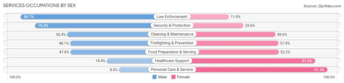 Services Occupations by Sex in Dearborn Heights