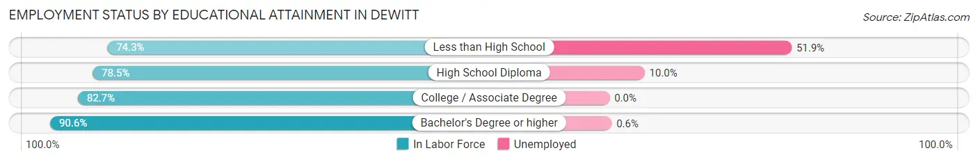 Employment Status by Educational Attainment in Dewitt
