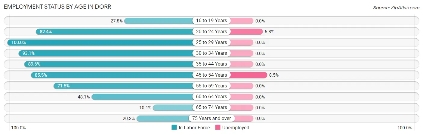 Employment Status by Age in Dorr