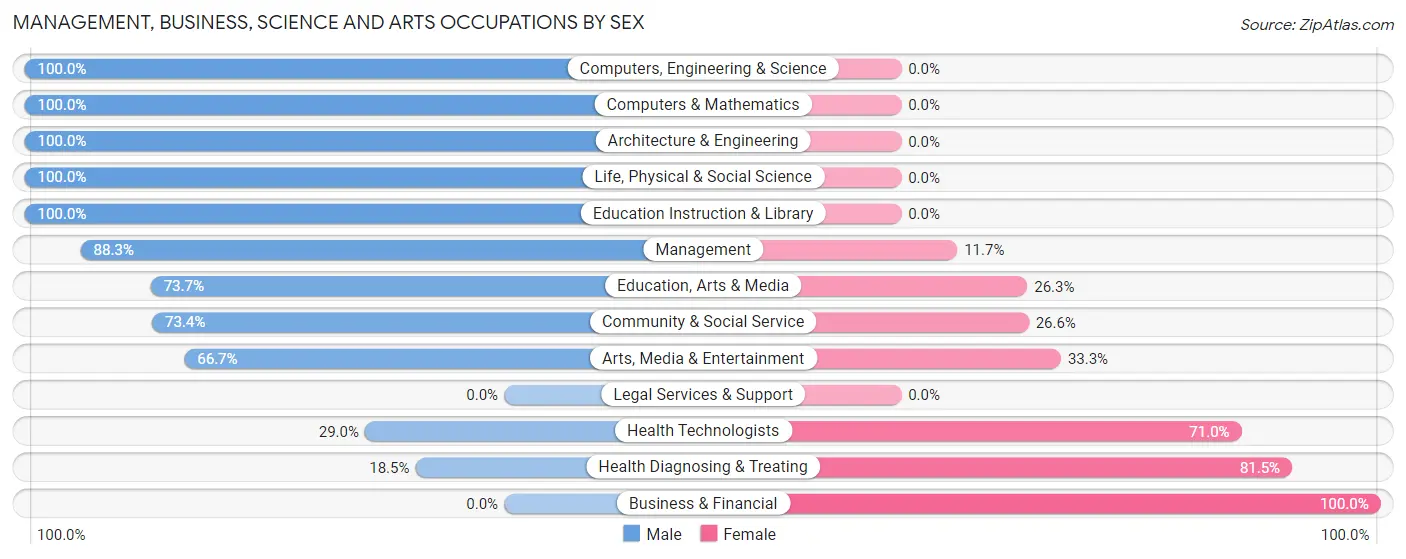 Management, Business, Science and Arts Occupations by Sex in Dorr