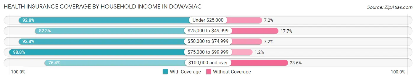 Health Insurance Coverage by Household Income in Dowagiac