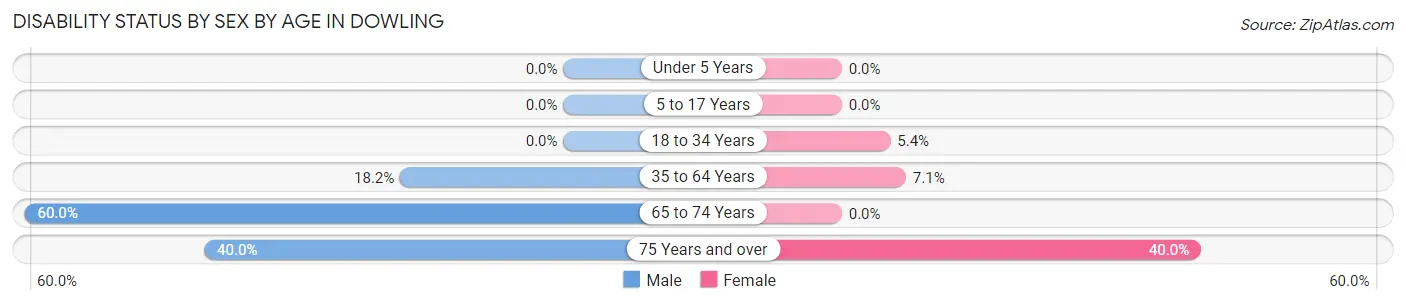 Disability Status by Sex by Age in Dowling