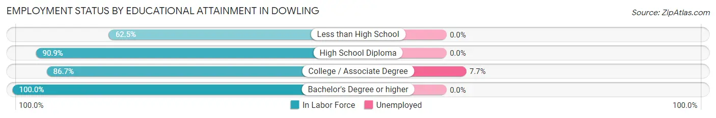 Employment Status by Educational Attainment in Dowling