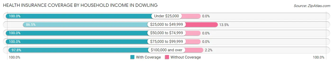 Health Insurance Coverage by Household Income in Dowling