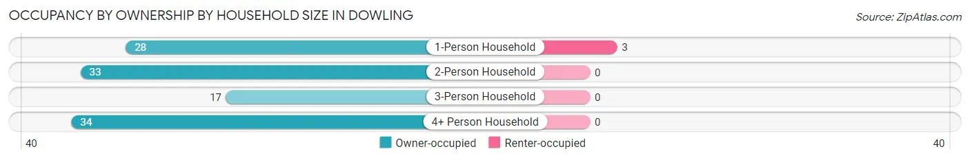 Occupancy by Ownership by Household Size in Dowling