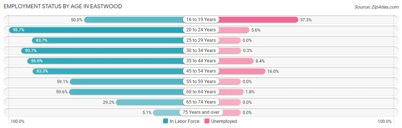 Employment Status by Age in Eastwood
