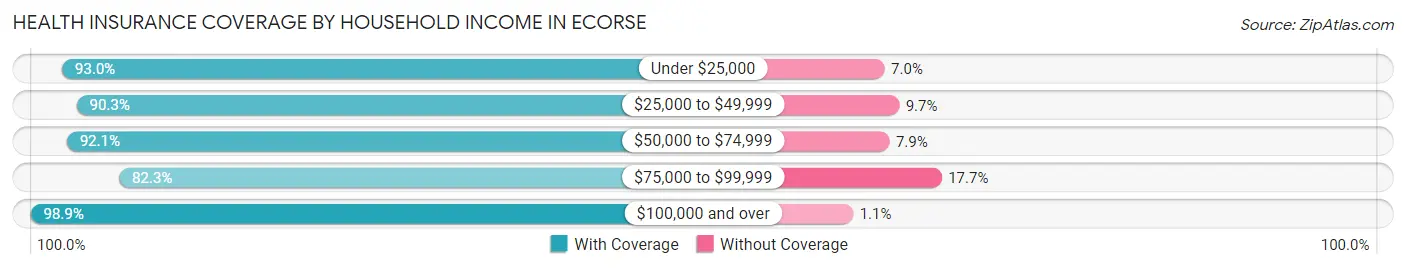 Health Insurance Coverage by Household Income in Ecorse