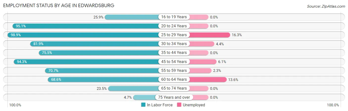 Employment Status by Age in Edwardsburg