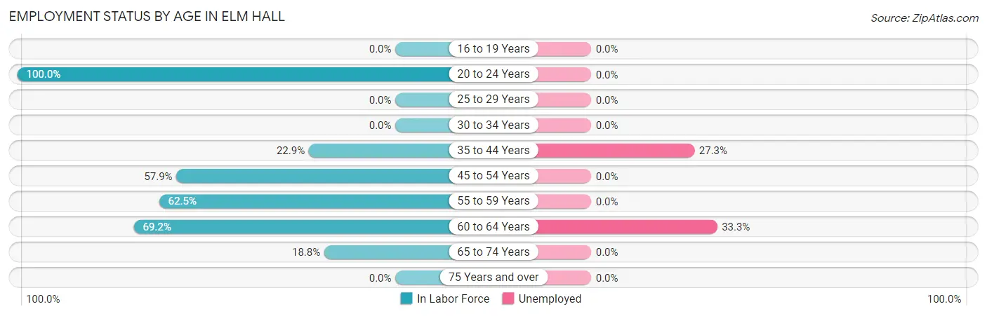 Employment Status by Age in Elm Hall