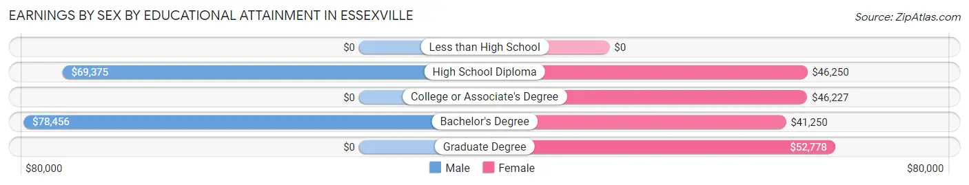 Earnings by Sex by Educational Attainment in Essexville