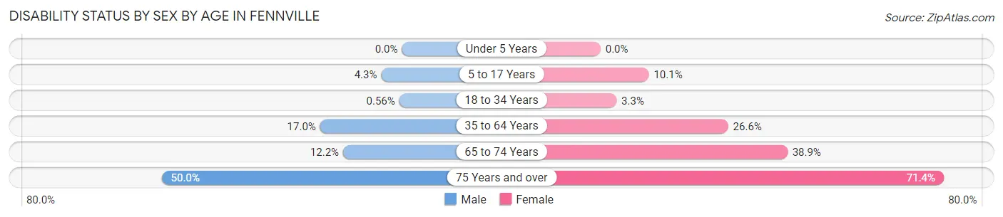 Disability Status by Sex by Age in Fennville