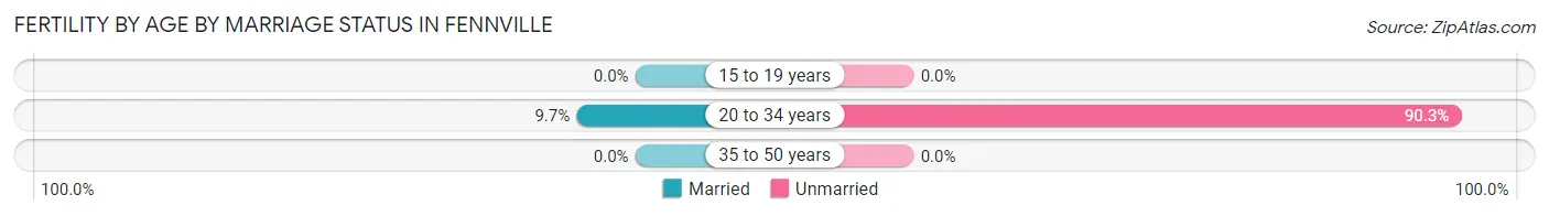 Female Fertility by Age by Marriage Status in Fennville