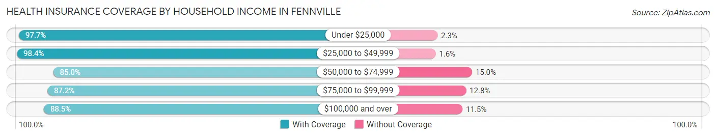 Health Insurance Coverage by Household Income in Fennville