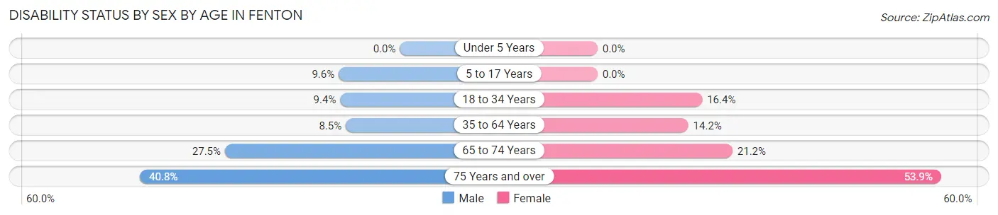 Disability Status by Sex by Age in Fenton