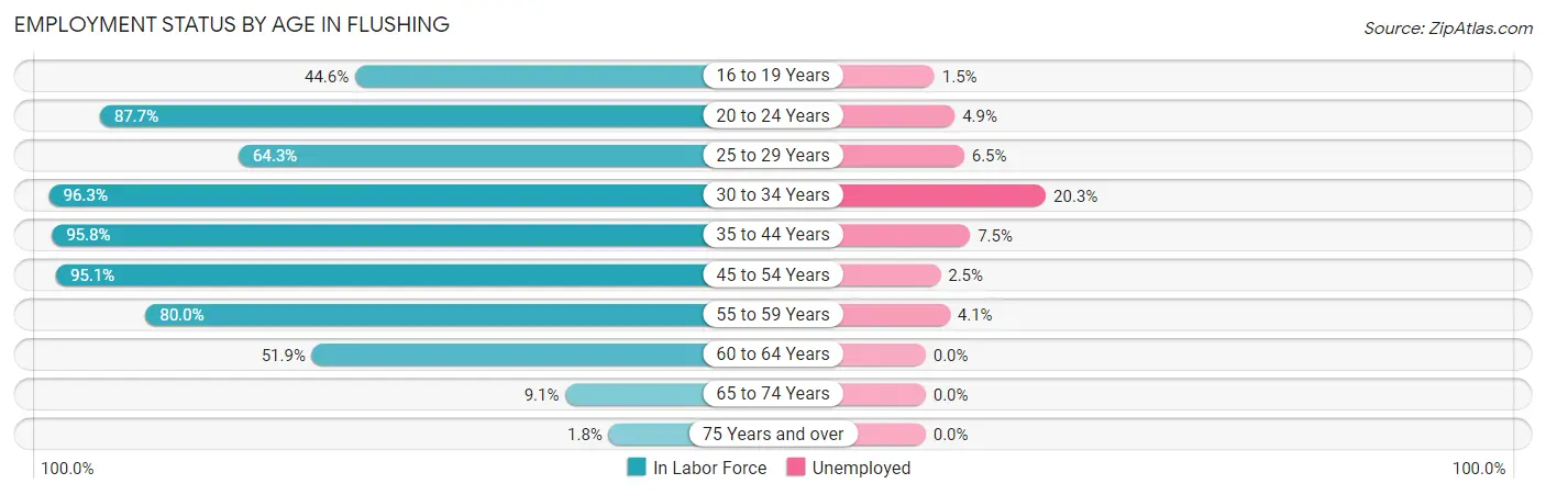 Employment Status by Age in Flushing
