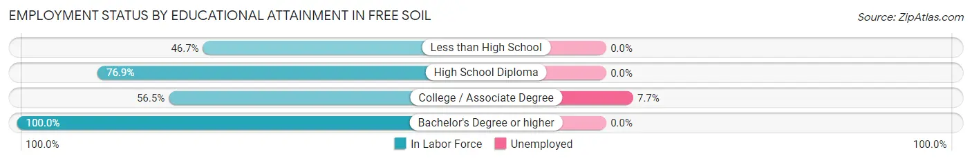 Employment Status by Educational Attainment in Free Soil