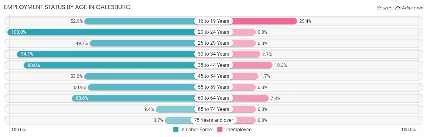 Employment Status by Age in Galesburg