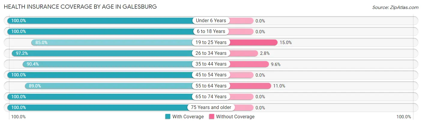 Health Insurance Coverage by Age in Galesburg