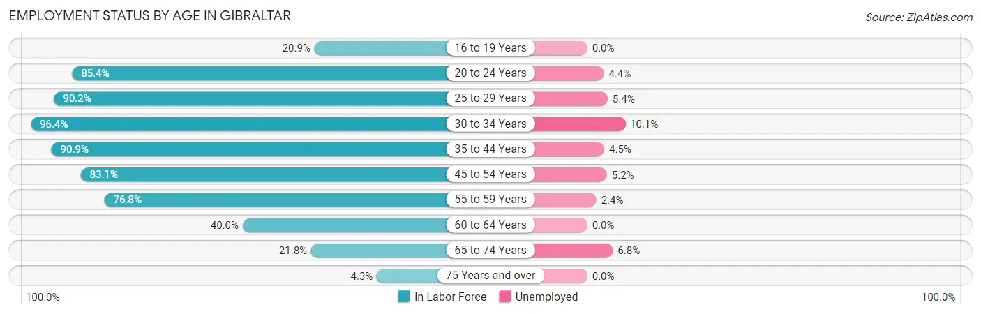 Employment Status by Age in Gibraltar