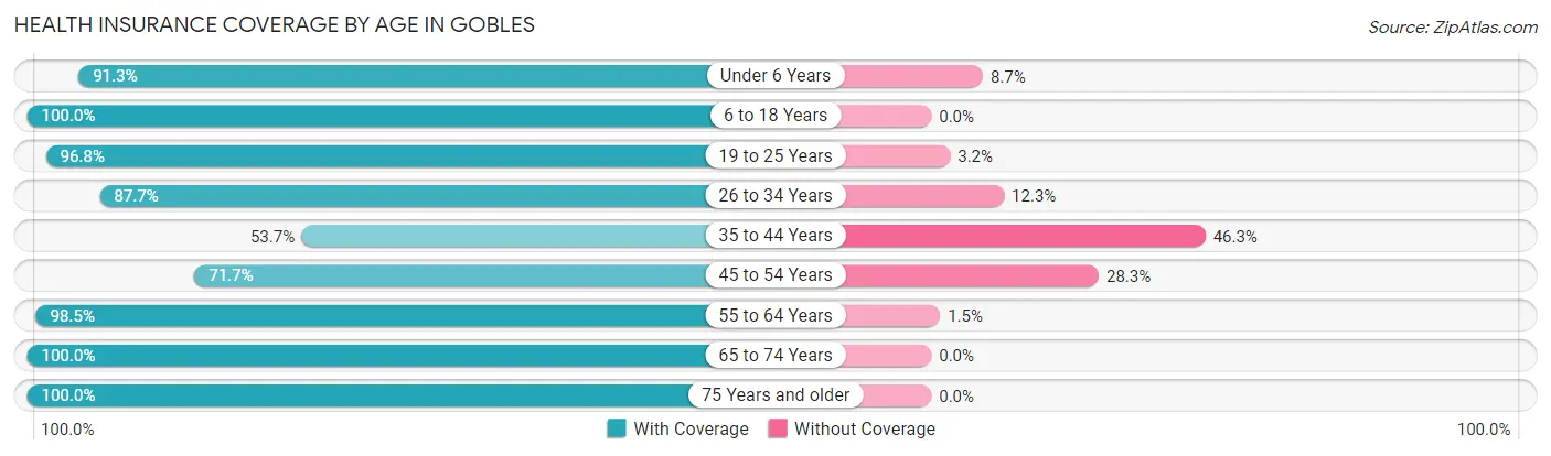 Health Insurance Coverage by Age in Gobles