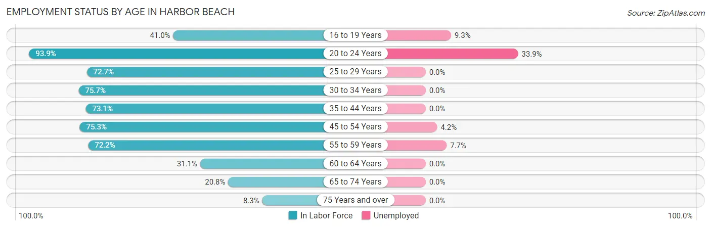 Employment Status by Age in Harbor Beach