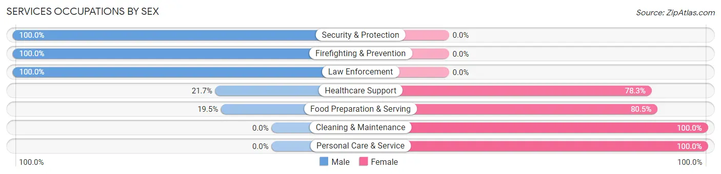 Services Occupations by Sex in Hartford