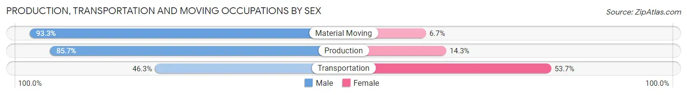 Production, Transportation and Moving Occupations by Sex in Hemlock