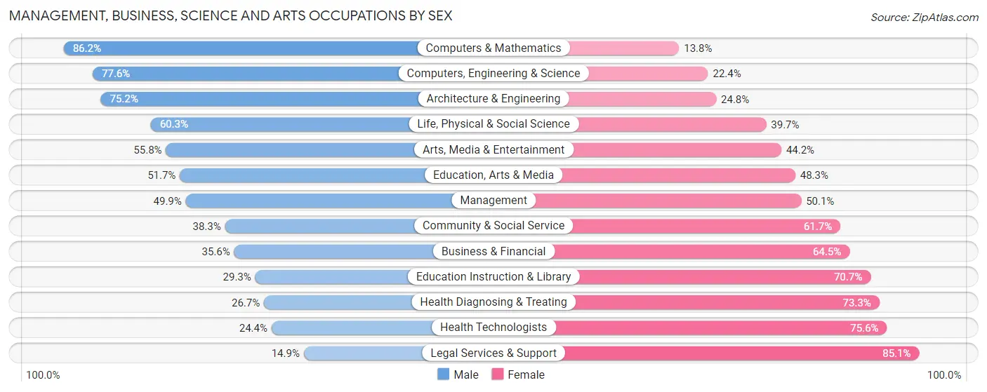 Management, Business, Science and Arts Occupations by Sex in Holland